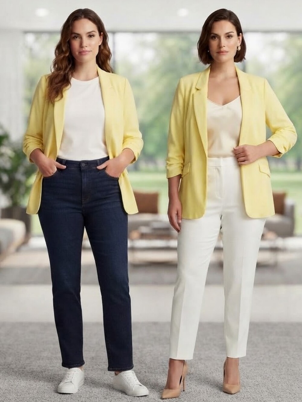 Skies Are Blue Curvy Yellow Ruched Sleeve Blazer Size 3X Lined Floral